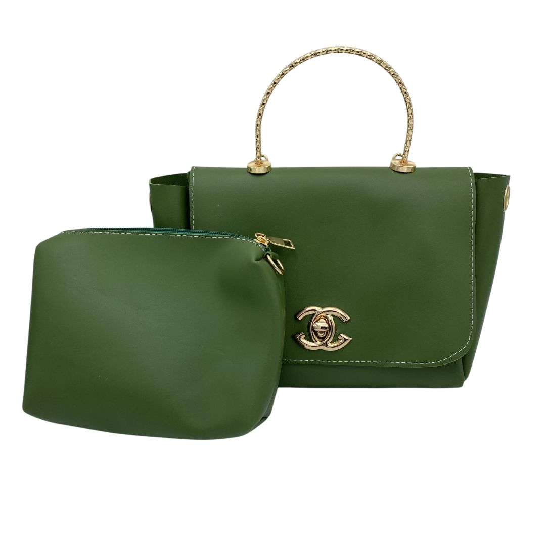 Diamante Women HandBag - Green - 2 Pcs