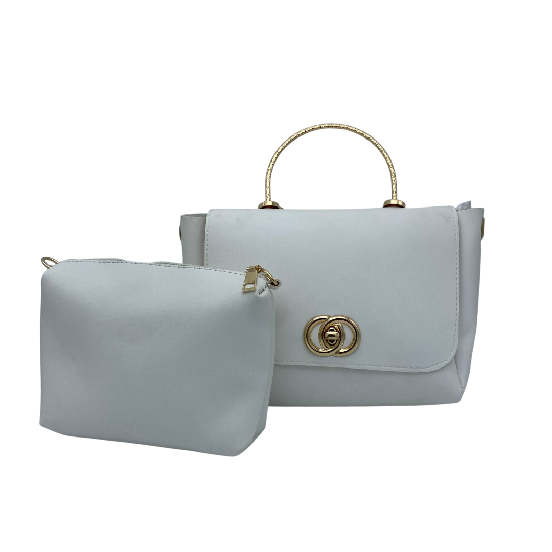 Diamante Women HandBag - White - 2 Pcs