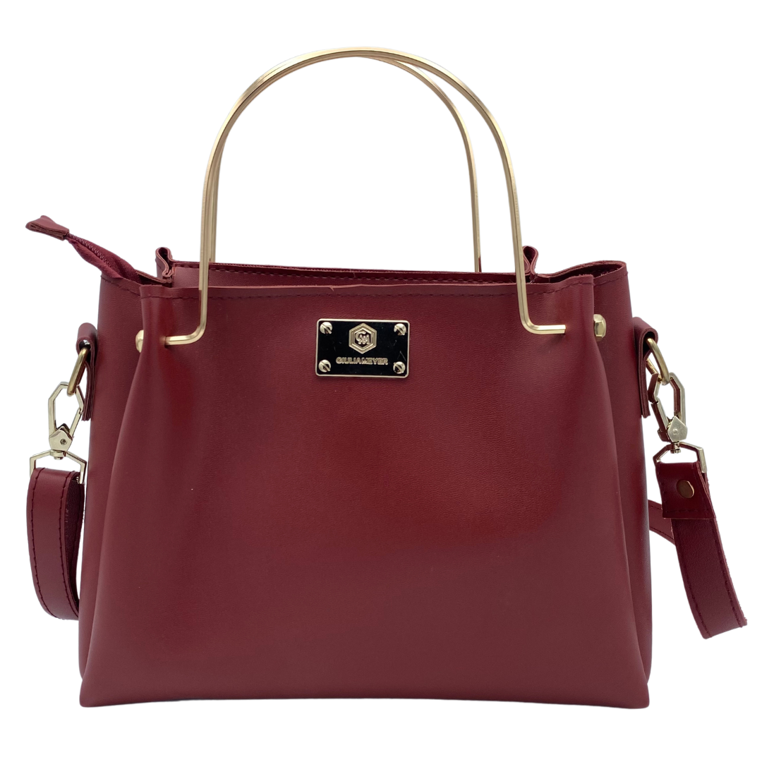 Granular Women Handbag - Maroon - 3pc Set