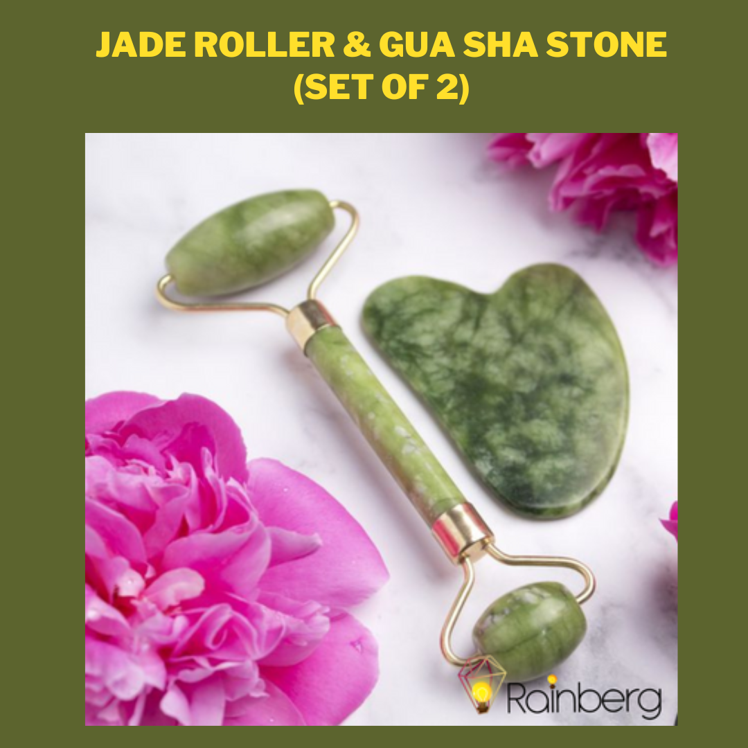 Jade Roller & Gua Sha Facial Beauty Set (Pack of 2)