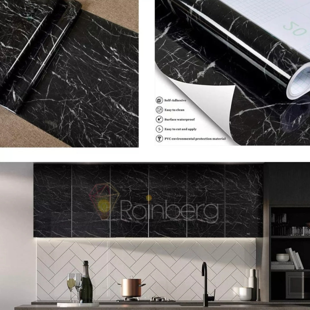 Black Marble Wall Sticker Sheet