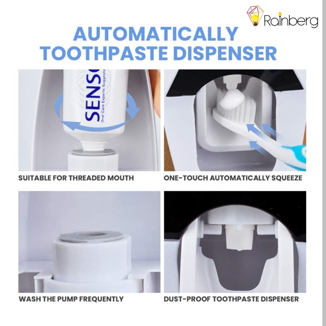 Wall Mounted Toothbrush Holder with Toothpaste Dispenser