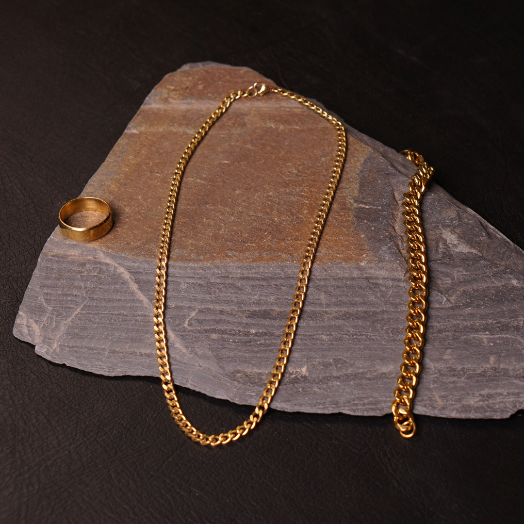 Golden Cuban Chain Set