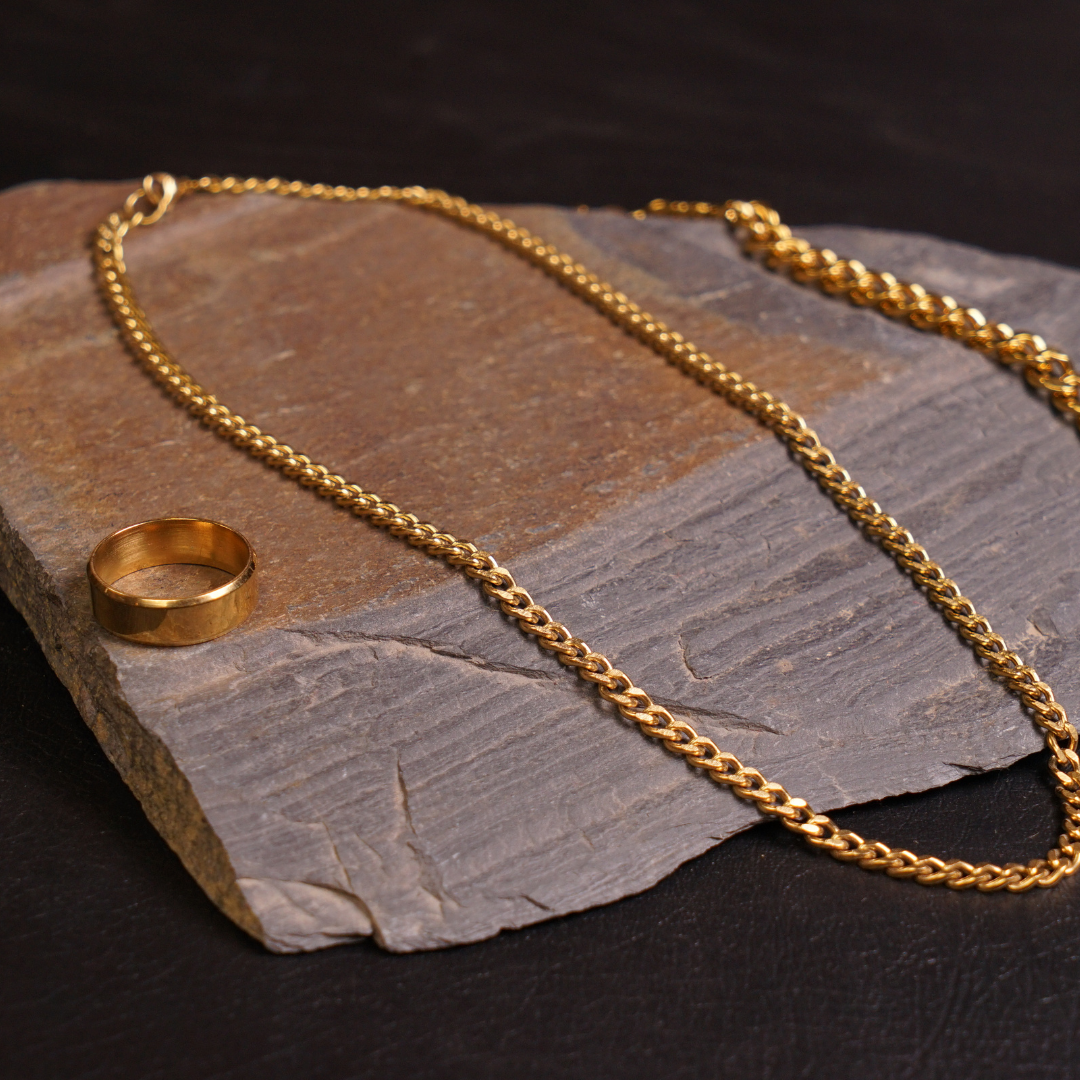 Golden Cuban Chain Set