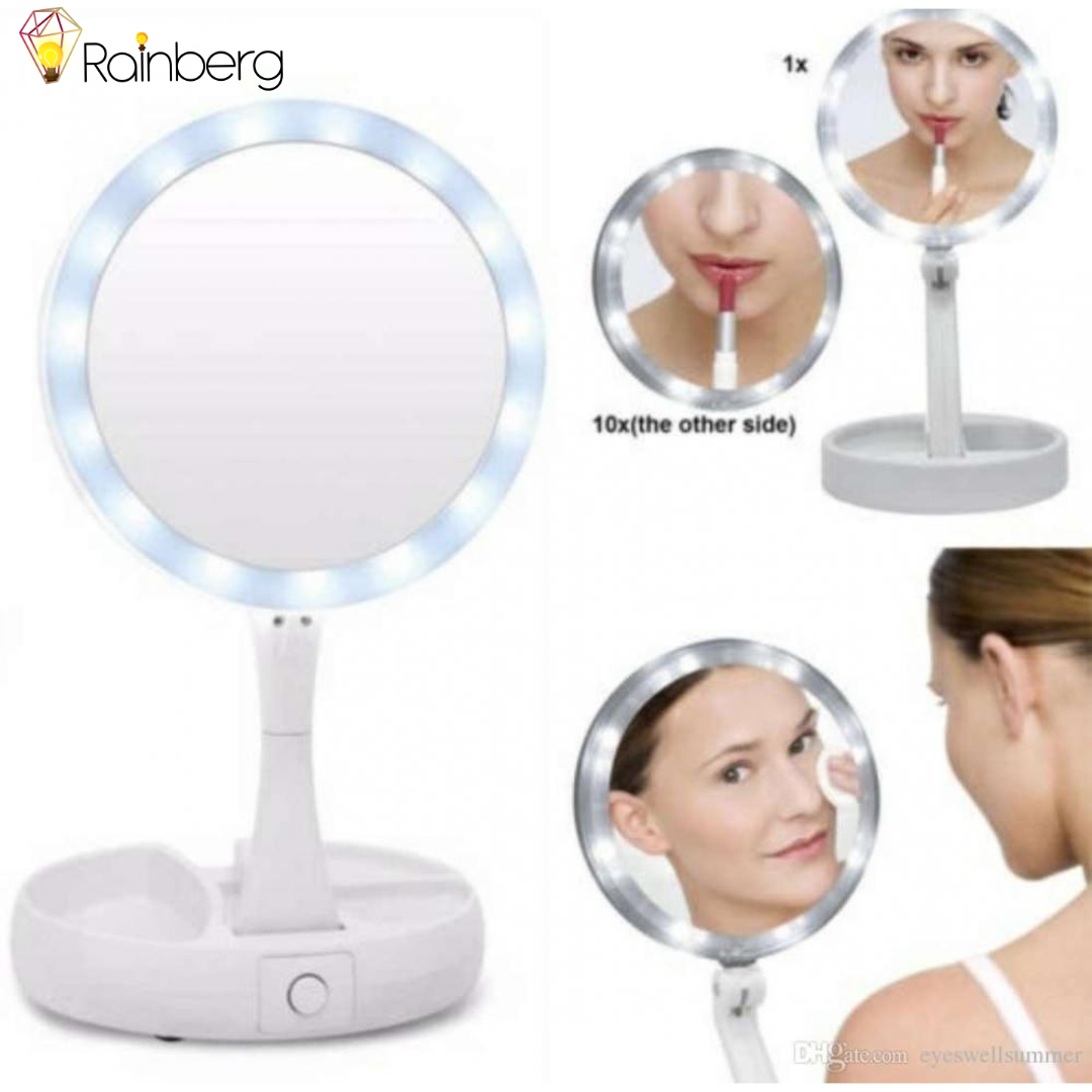 Double Sided Foldable Vanity Mirror with 10x Magnification