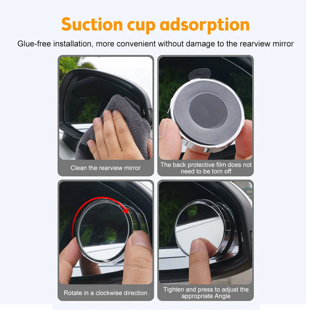 Car Convex Blind Spot Mirror - 2 PCS