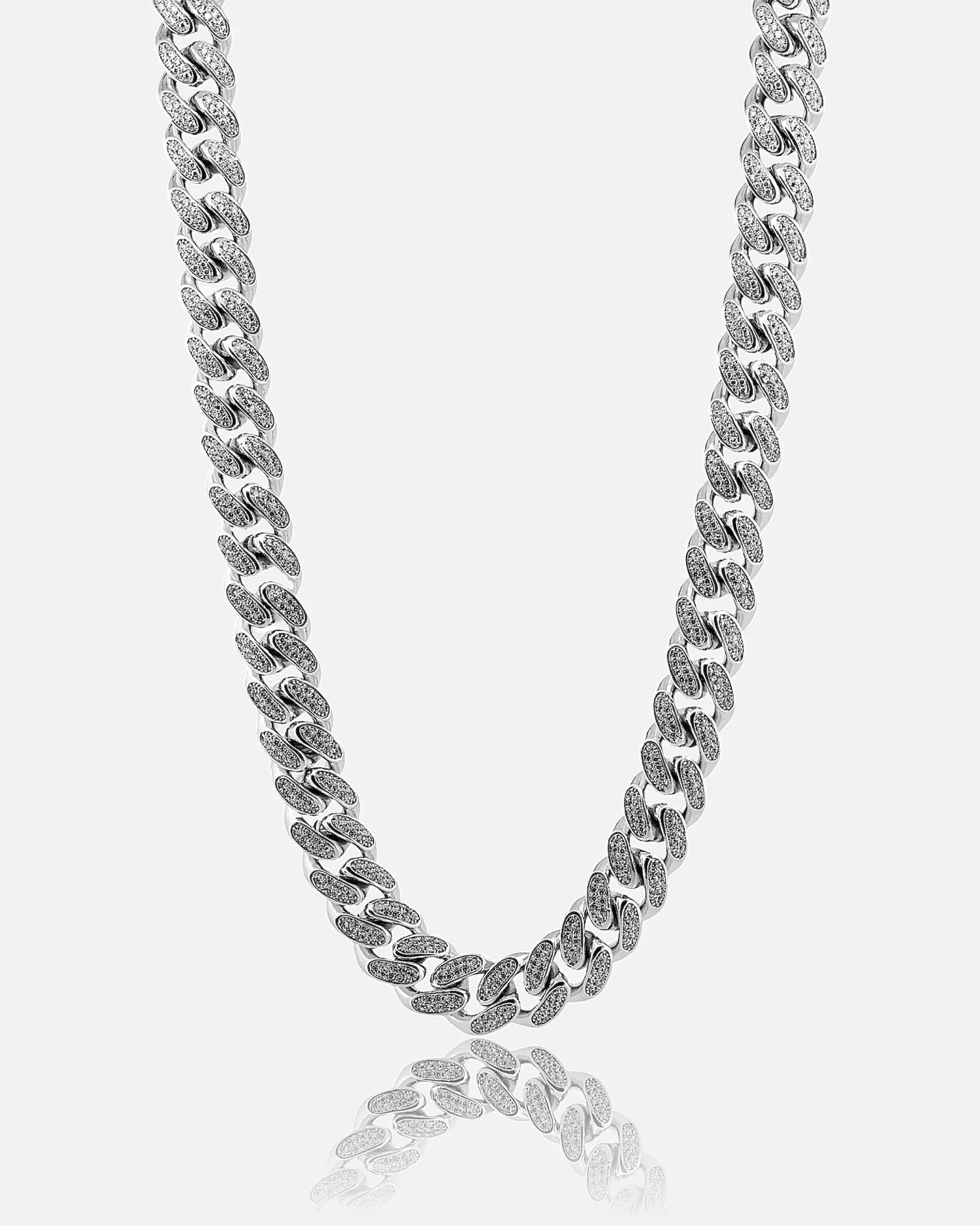 12mm Iced Cuban Chain & Bracelet Set (Silver)