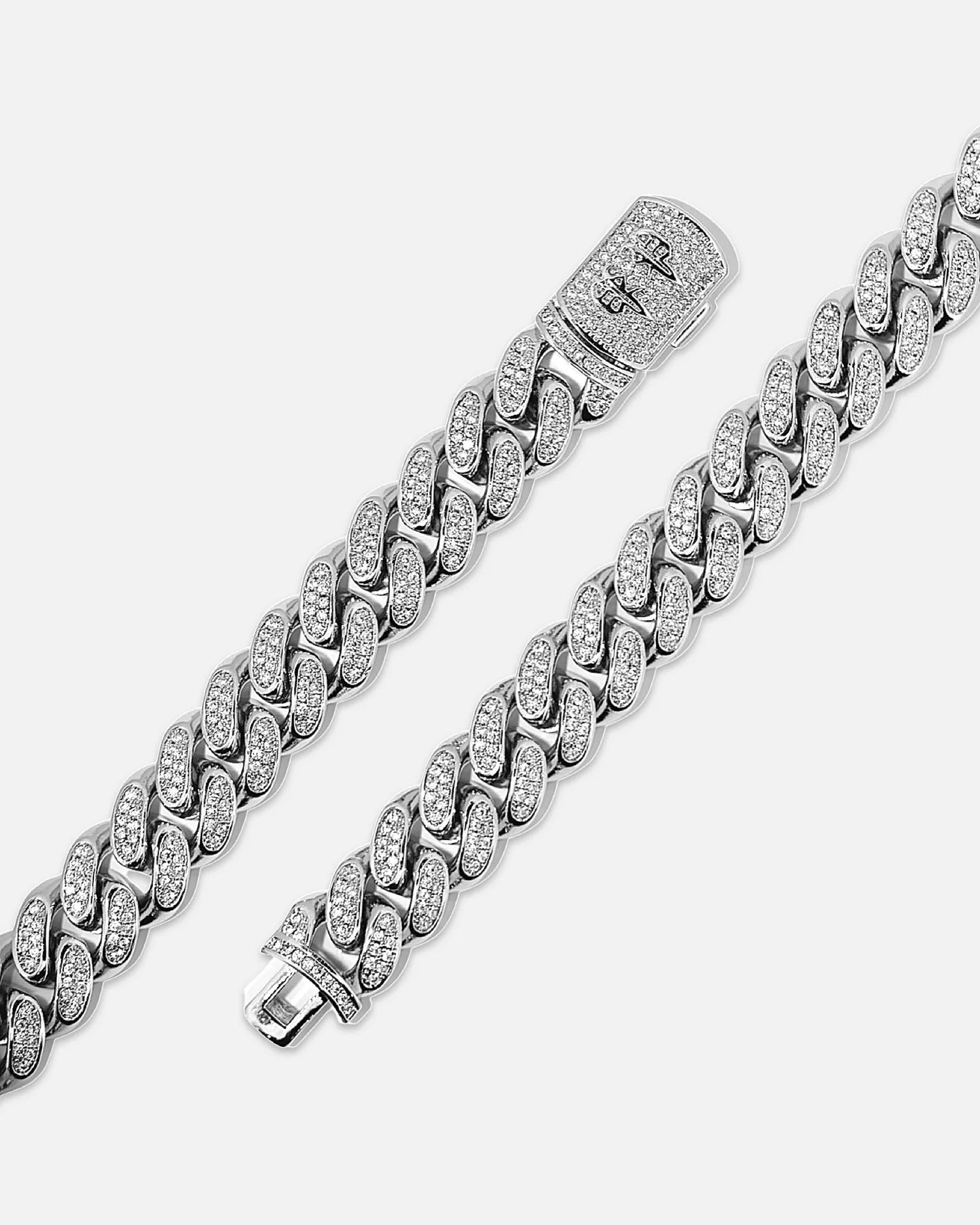 12mm Iced Cuban Chain & Bracelet Set (Silver)