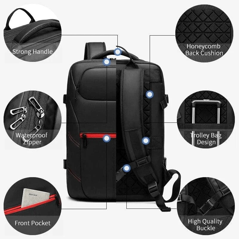 High Capacity Waterproof USB Charging Laptop Casual Travel Bag