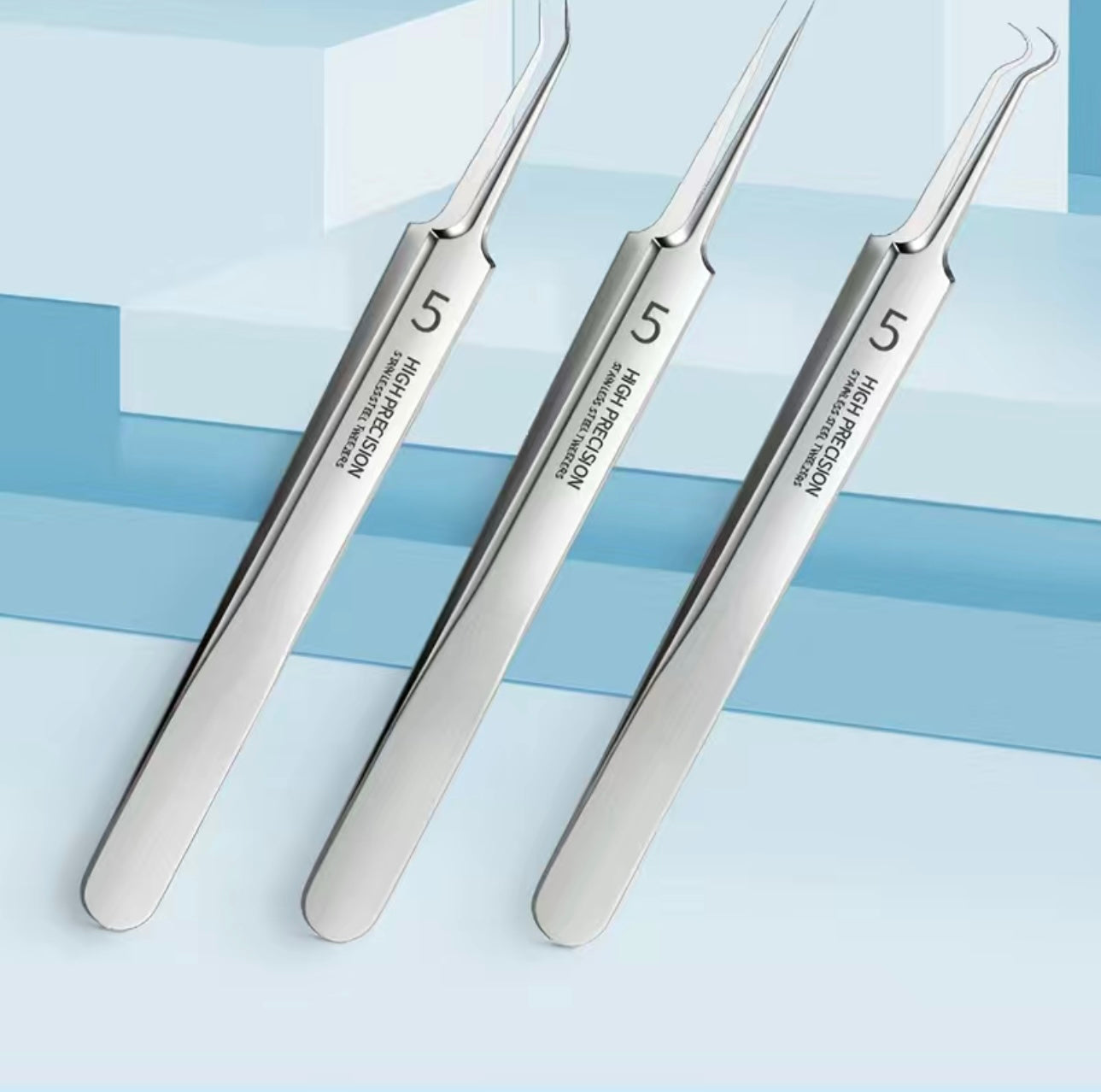 Professional Facial Blackhead Remover Tweezers - 3Pcs Set