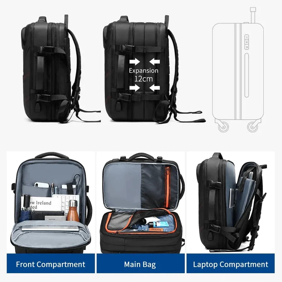 High Capacity Waterproof USB Charging Laptop Casual Travel Bag