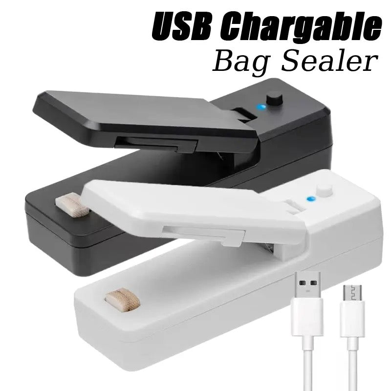 2 IN 1 USB Chargable Mini Bag Sealer Heat Sealers With Cutter Knife